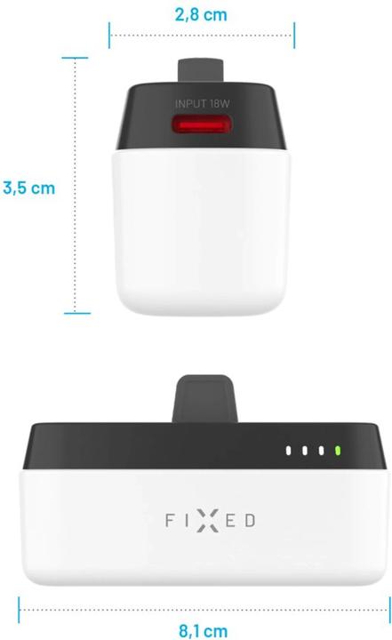 Produktbild Fixed Zen 5 Plug-in PowerBank, PD 20W, 5 000 mAh, weiss (5000 mAh, 20 W, 18.50 Wh)