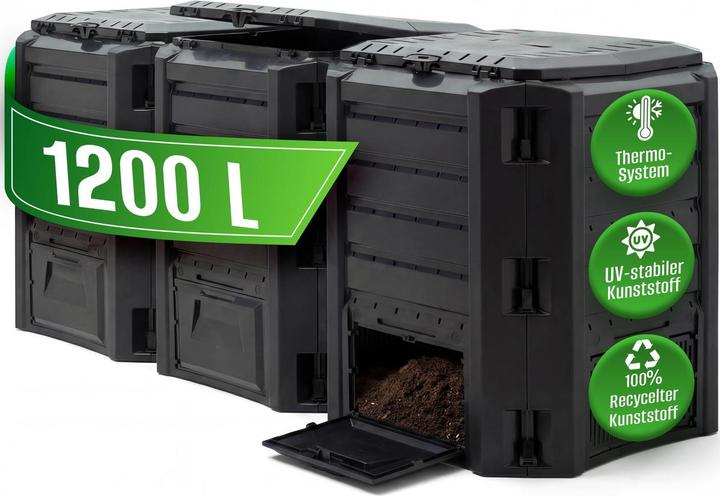 Produktbild Deuba Modularer Zweikammer-Kompostkasten 800L schwarz (800 l)