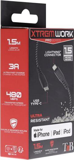 Produktbild T'nB TNB XTREMWORK USB-C/Lightning Cable 1.5m (1.50 m)