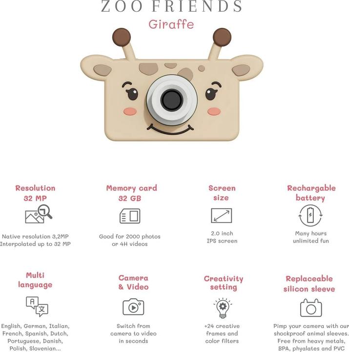 Produktbild The Zoofamily Kinder-Kamera C1 - Zoo Friends