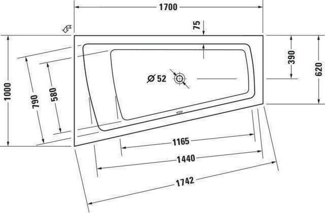 Productafbeelding Duravit Ruimtebesparend bad Paiova 100 x 170 cm wit glad 7002120000000 (180 l, 170 cm, 100 cm)