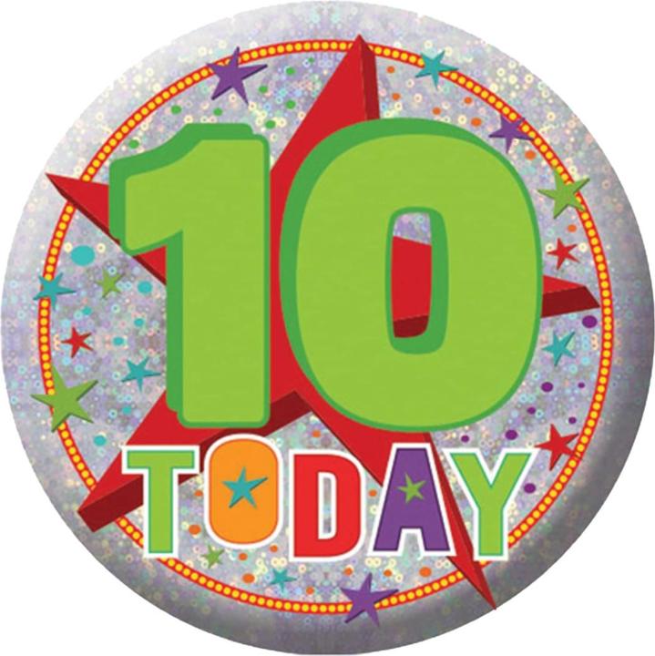 Produktbild Amscan holografisches Design Abzeichen 10. Geburtstag Kunststoff