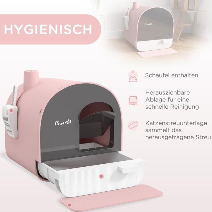 Produktbild PawHut Katzentoilette Kunststoff Rosa (Katzenklo geschlossen)