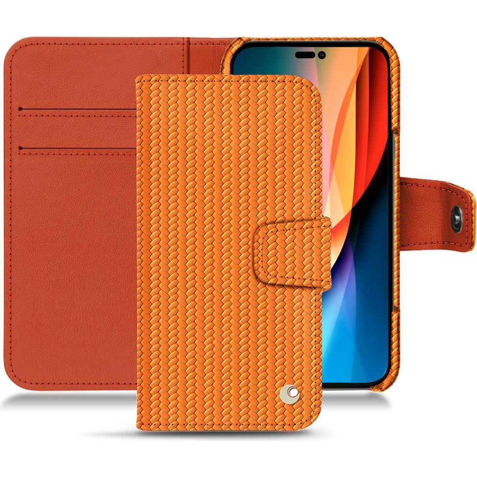 Noreve Lederschutzhülle Wallet (Apple iPhone 14 Pro), Smartphone Hülle, Orange