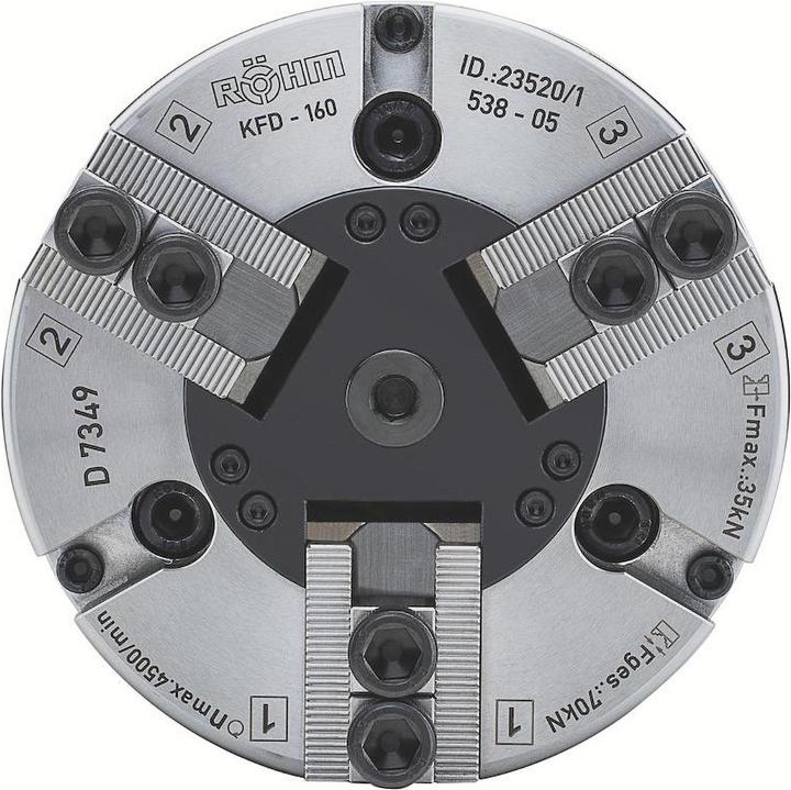 Produktbild Röhm Kraftspannfutter KFD 110, 3-Backen, Standardausführung, Zylindrische Zentrieraufnahme
