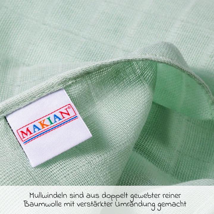 Image du produit Makian Langes en mousseline & Chiffons de gaze Pack de 10 Langes en mousseline 80 x 80 cm - Menthe (80 cm, 80 cm)