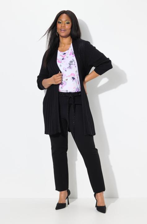 Produktbild Ulla Popken Plissee-Strickjacke, A-Linie, Schalkragen, Langarm (46)