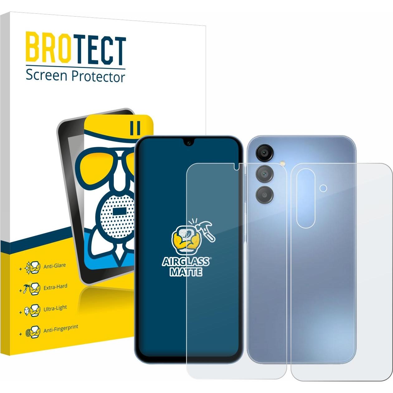 BROTECT AirGlass Panzerglasfolie Matt (1 Stück, Samsung Galaxy A15 5G), Smartphone Schutzfolie, Grau