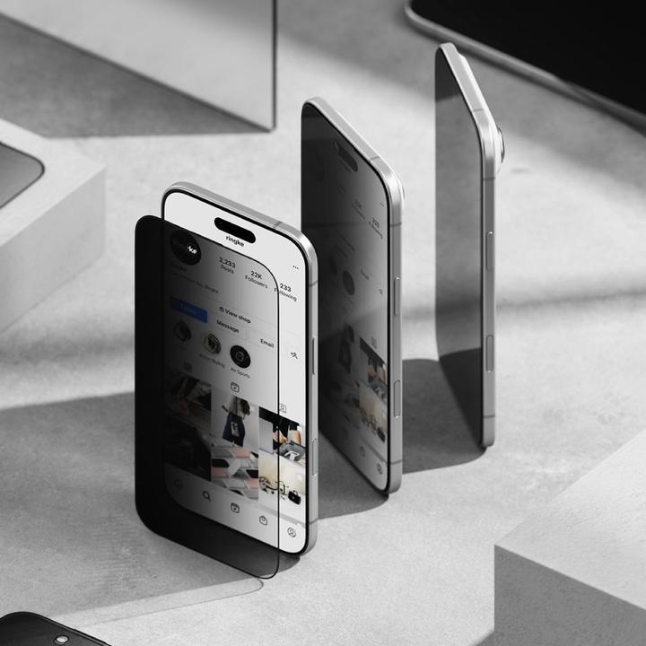 Actual product image Ringke - Easy Slide Privacy Tempered Glass (2 pack) - iPhone 17 Air - Black (2 pcs., Apple iPhone 17)