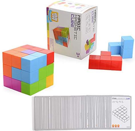 Actual product image Activity Board Magnetic Building Blocks Cube, Building Blocks Toy for Kids with 54 Smart Cards