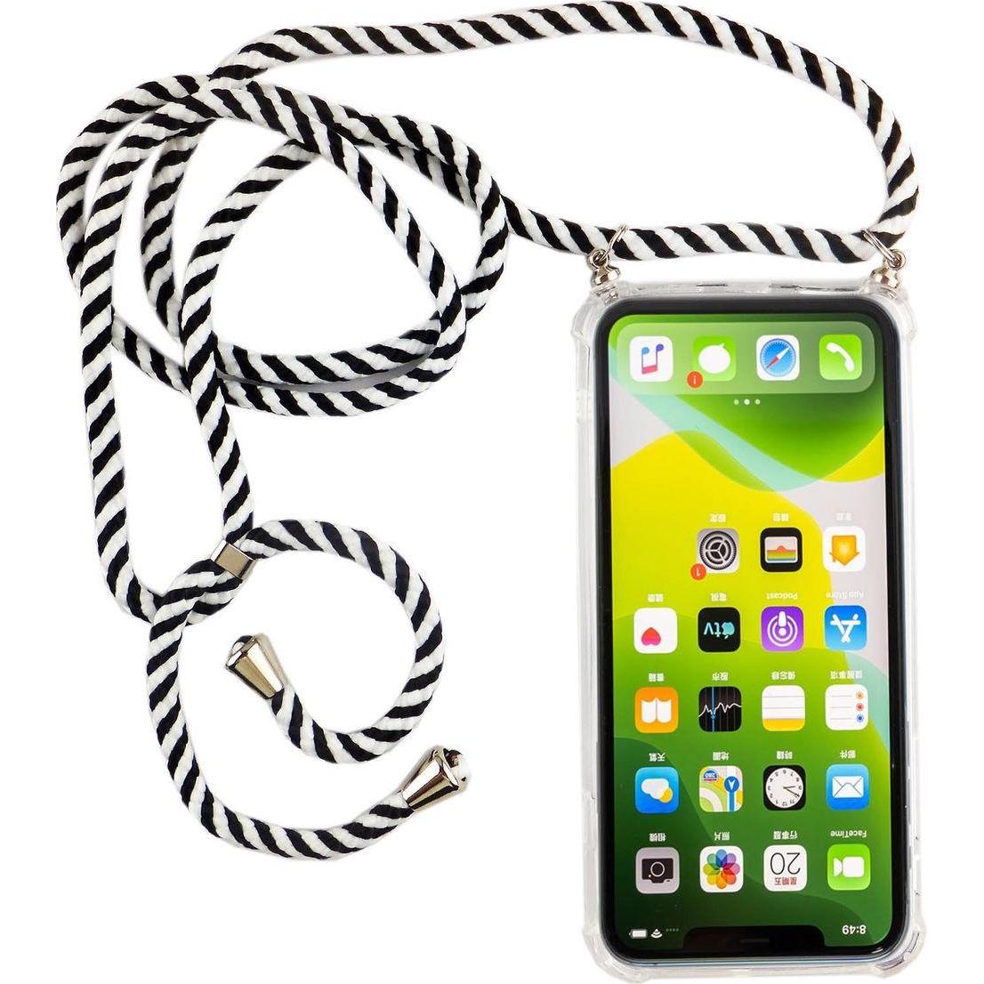 König Design Apple iPhone 11 Pro Max Handykette Hülle mit Band zum umhängen Kordel Schwarz, Handykette, Transparent
