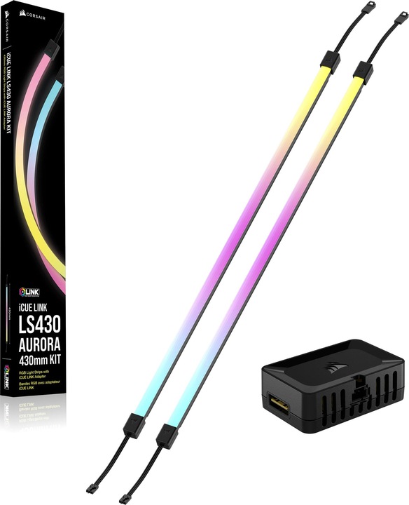 Actual product image Corsair iCUE LINK LS430 Aurora RGB Light Strips 430mm Kit (Multicoloured)