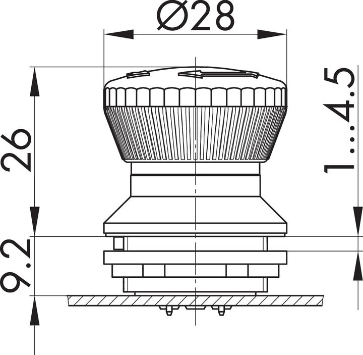 Actual product image Schlegel FRVK Emergency stop button for 9.2mm mounting depth mallet