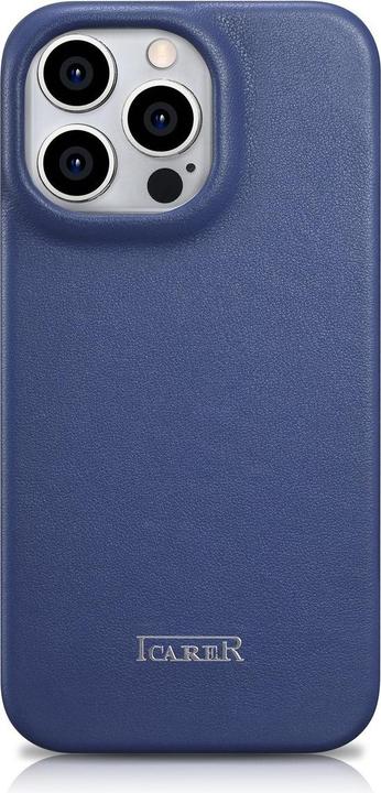 Image du produit iCarer CE Premium Leather Folio Case iPhone 14 Pro Magnetic Flip Leather Folio Case MagSafe Blue (WM (Apple iPhone 14 Pro)