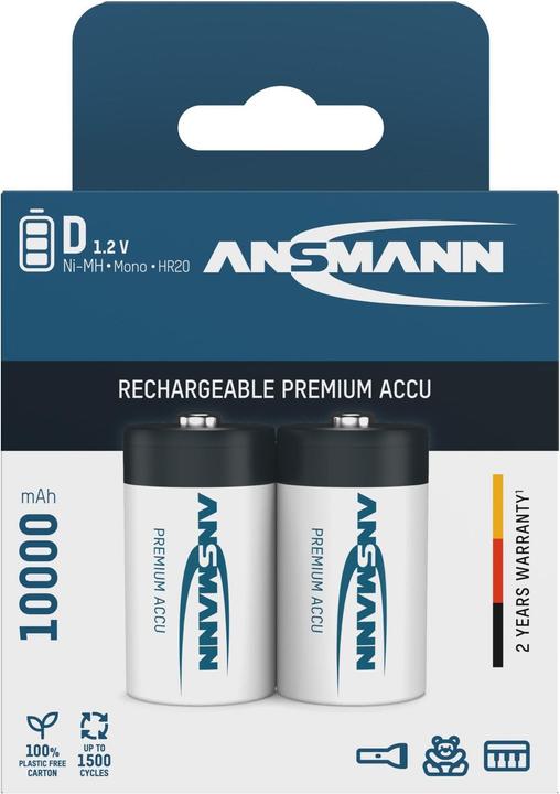 Produktbild Ansmann Mono D (2 Stk., D / LR20 / Mono / R20, 10000 mAh)