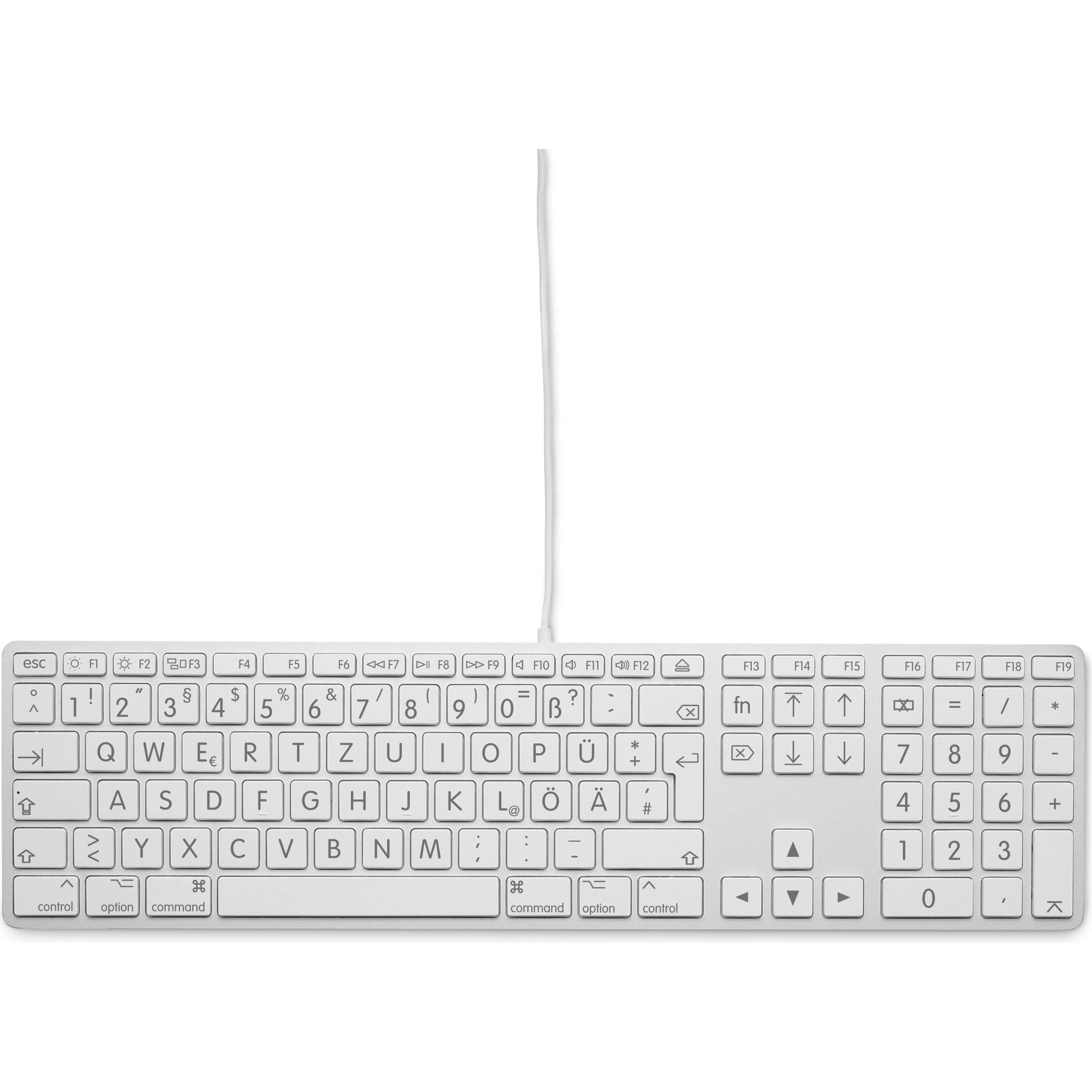 LMP Large Font USB Keyboard 110 keys wired USB keyboard with 2x USB and aluminum upper cover - German (DE, Kabelgebunden...