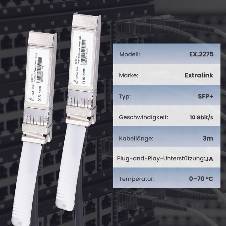 Actual product image Extralink DAC SFP+ | SFP+ DAC Cable |,, AWG30