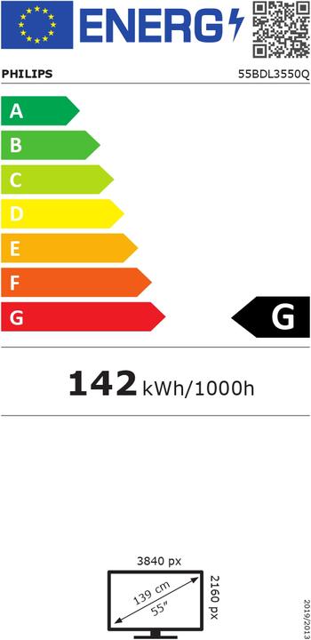 Energie-Label Philips Public Display 55BDL3550Q/00 (3840 x 2160 Pixel, 55")