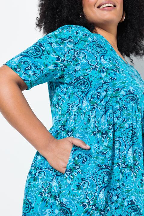 Actual product image Ulla Popken Paisley Print Empire Knit A-Line Pocket Dress (62)