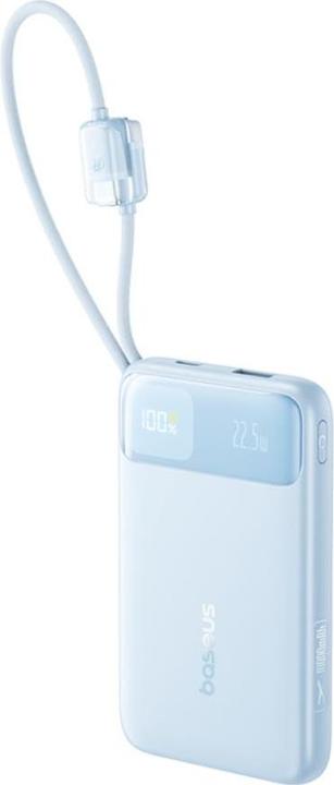 Actual product image Baseus EnerFill FC11 Digital Display Power Bank with Dual Cable 22.5W 10000mAh Blue (10000 mAh, 22.50 W)
