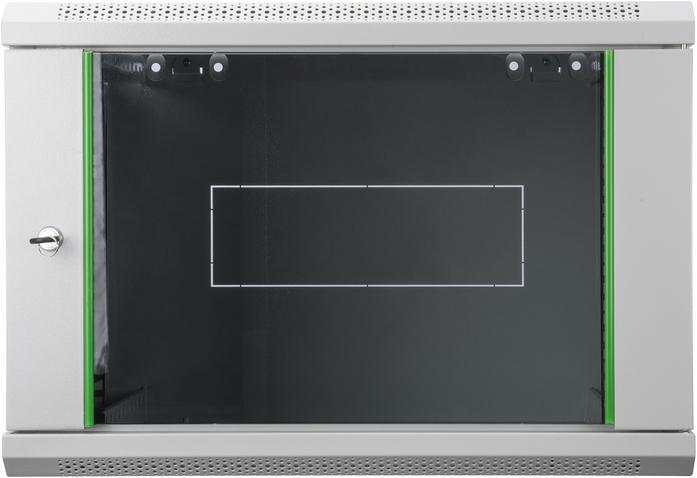 Actual product image Digitus 48,3cm 19inch wall cabinet 16HE SoHoline RAL7035 grey H816mmxW600mmxD450mm with glass door (16 RU, 19 inch rack)