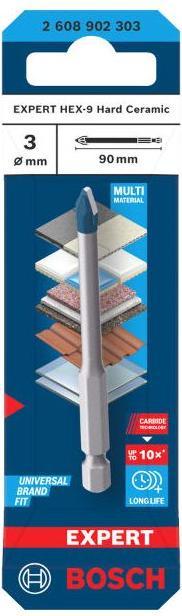 Produktbild Bosch Professional Zubehör EXPERT HEX-9 Hard Ceramic Bohrer, 3x90 mm (3 Millimeter)