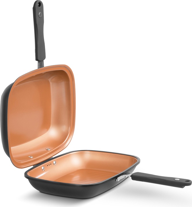 Productafbeelding MediaShop Livington Zwart Doubletta (Grillpan, Steelpan, Aluminium, Roestvrij staal)