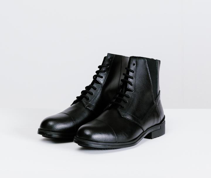 Produktbild Fouganza Reitstiefeletten 500 geschnürt Leder Damen schwarz (42)