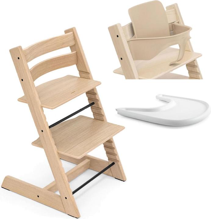 Stokke Tripp Trapp Oak Hochstuhl inkl. Baby Set und Tray (Hochstuhl)
