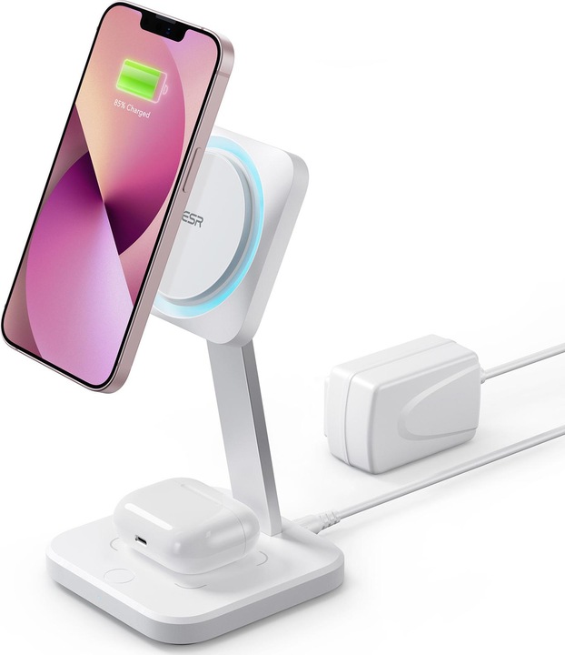 Image du produit ESR Chargeur sans fil avec CryoBoost, 3in1 Magsafe, Blanc (15 W)