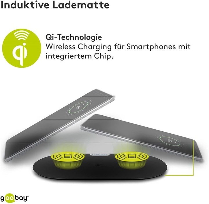 Image du produit Goobay Tapis de charge rapide double sans fil (10 W)