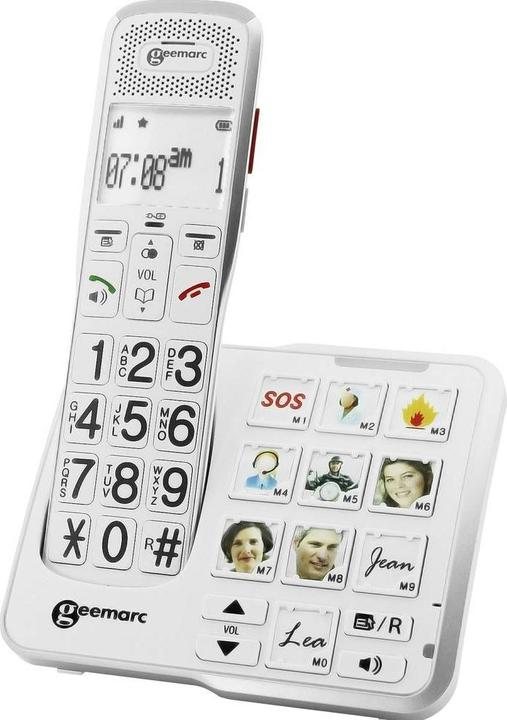 Geemarc AMPLIDECT 595 PHOTO Schnurloses Seniorentelefon Anrufbeantworter, Foto-Tasten Beleuchtetes Display W