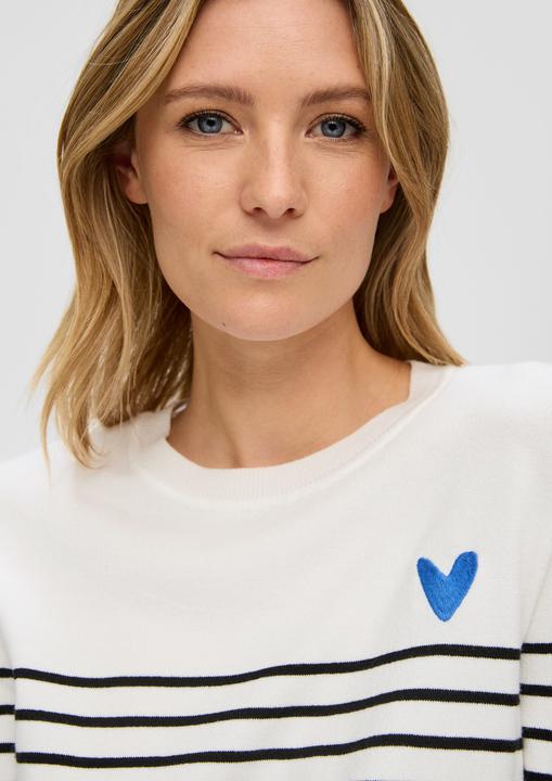 Produktbild s.Oliver Strickpullover Ringelpullover mit kleiner Stickerei (44)