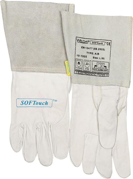 Actual product image Weldas Welder's glove size XL (9.5) natural grained calfskin/split cowhide/Softouch EN 388, EN 12477, EN... (9.5)