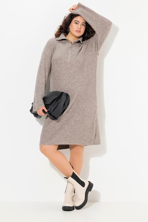 Actual product image Ulla Popken Ribbed Knit Long Sleeve Troyer Collar Dress (42, 44)