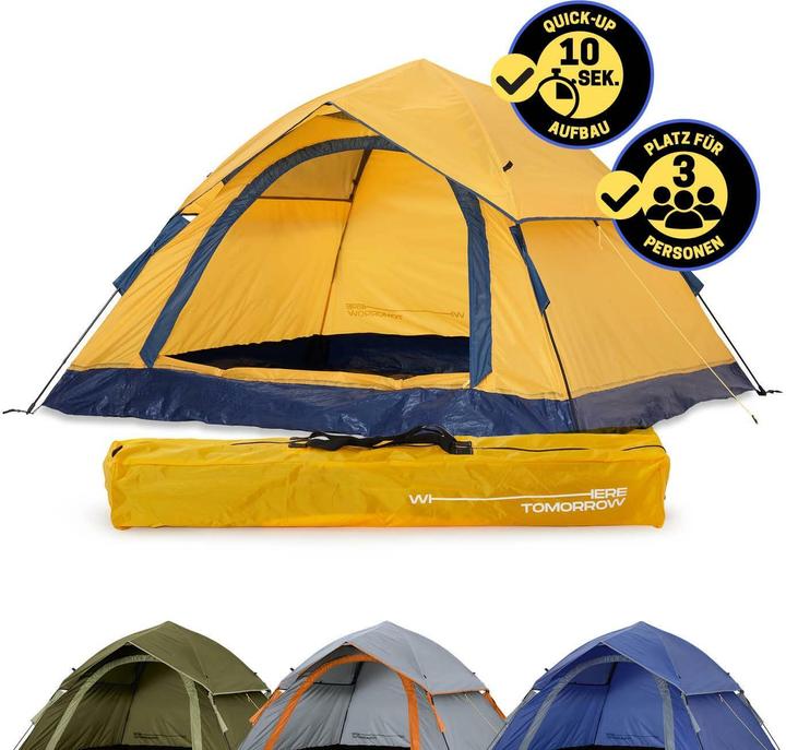 Actual product image Where Tomorrow Wurfzelt 3 Personen - Gelb, Anzahl Personen: 3 (Pitching tent, 3.10 kg, 3 persons)