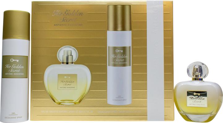 Antonio Banderas Banderas Perfumes Her Golden Secret Gift Set für Frauen EDT 80ml + Deodorant 150ml Fruity Floral (Parfum Set)