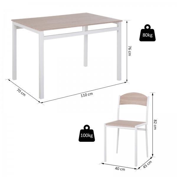 Image du produit Homcom Ensemble de salle à manger avec table et chaises (Métal, Panneau de bois MDF)