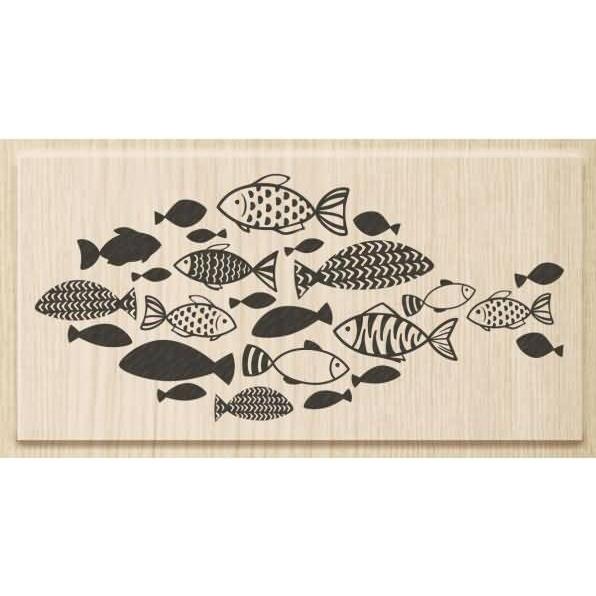 Heyda, Stempel, Motivstempel 'Fischschwarm' 9,5x4,7cm