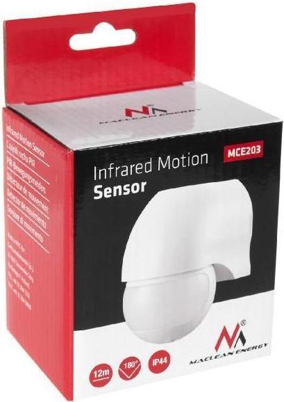 Productafbeelding Maclean MCE203 - infrarood bewegingssensor, bereik 12 m, 180°, massa. Belasting 1200W (12 m)