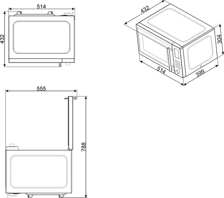 Actual product image Smeg MOE25X microwave oven Flat surface Microwave with grill 25 L 900 W Stainless steel (25 l)