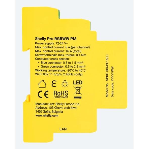 Productafbeelding Shelly Pro RGBWW PM (Dimbare actuator)