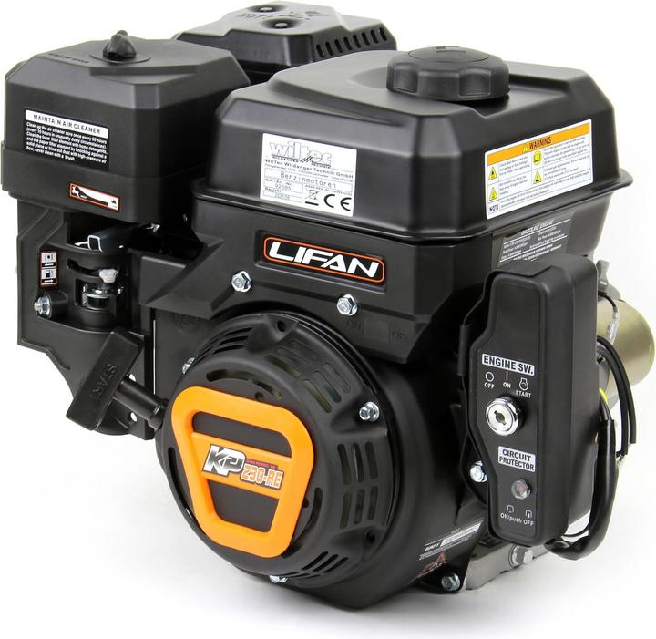 Wiltec LIFAN KP230-RE Single Cylinder Petrol Engine 6.5hp with Wet Clutch and 22mm Shaft for Heavy Machines