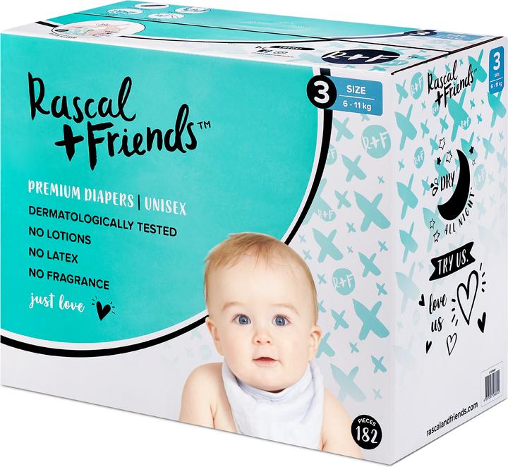 Actual product image Rascal+Friends Premium (Size 3, Monthly box, 182 pcs.)