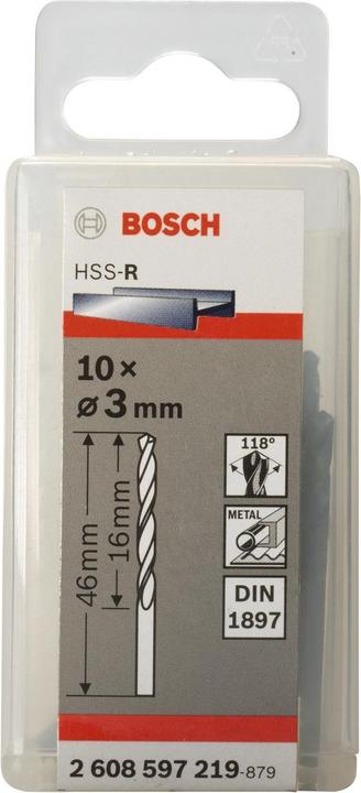 Image du produit Bosch Professional Zubehör Foret hélicoïdal à métaux HSS 3 mm A (3 mm)