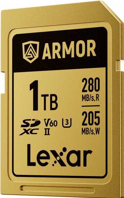 Produktbild Lexar SDXC Pro Gold Series ARMOR UHS-II 1TB V60 IP68 Stainless Steel R280/W210MB/s (1000 GB, SDXC, U3, UHS-II)