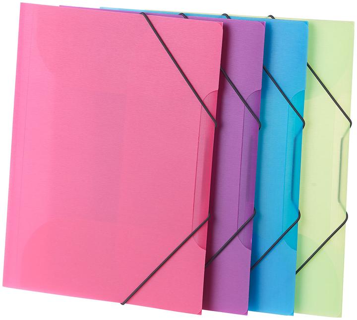Actual product image General Office Set of 8 corner file folders with elastic band, plastic, 4 colors (A4, 8 x)