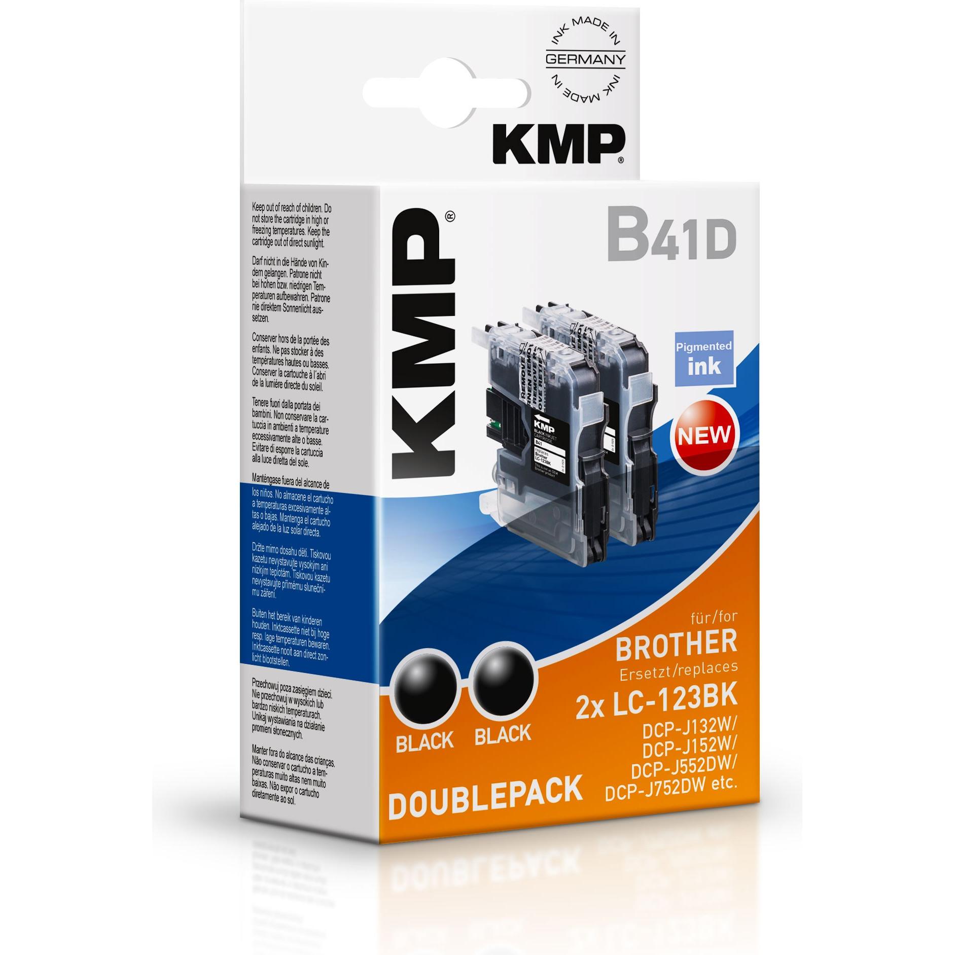 KMP, Druckerpatrone, Tinte ersetzt 2x LC123BK (BK)