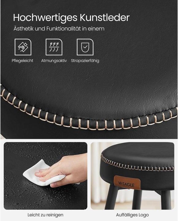 Produktbild Vasagle Barhocker 2 Stück 51.6 x 76.2 cm, Schwarz