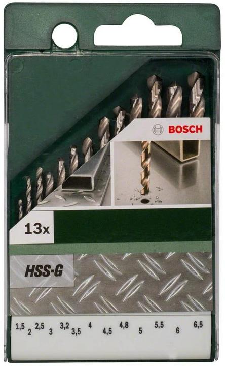 Produktbild Bosch Professional Zubehör 13tlg. Metallbohrer-Set HSS-G, DIN 338 (1.5 mm, 2 mm, 2.5 mm, 3 mm, 3.5 mm, 4 mm, 4.5 mm, 5 mm, 5.5 mm, 6 mm, 6.5 mm)